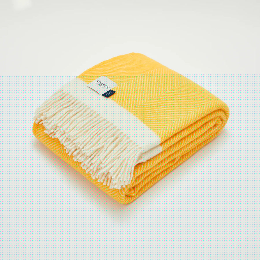 Yellow Herringbone Wool Blanket