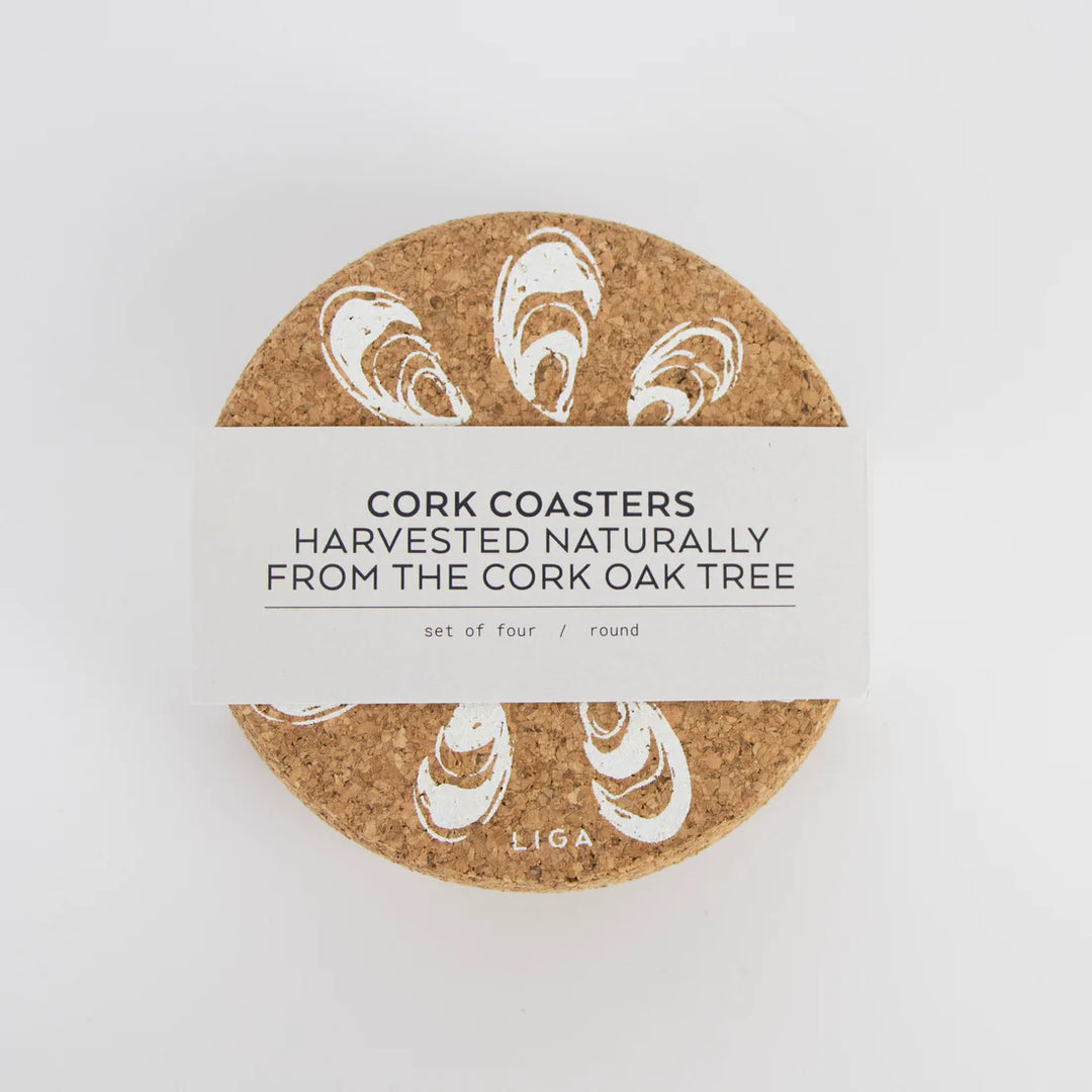 Liga - Cork Set Oyster Coasters - Set of 4