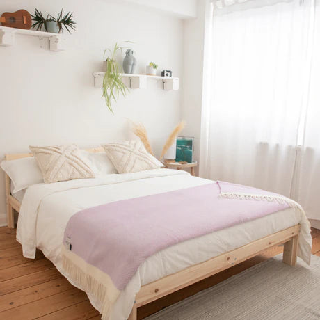Lilac Herringbone Wool Blanket