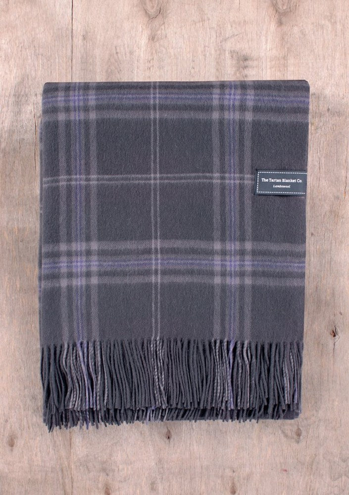 Lambswool Knee Blanket in Persevere Flint Grey Tartan