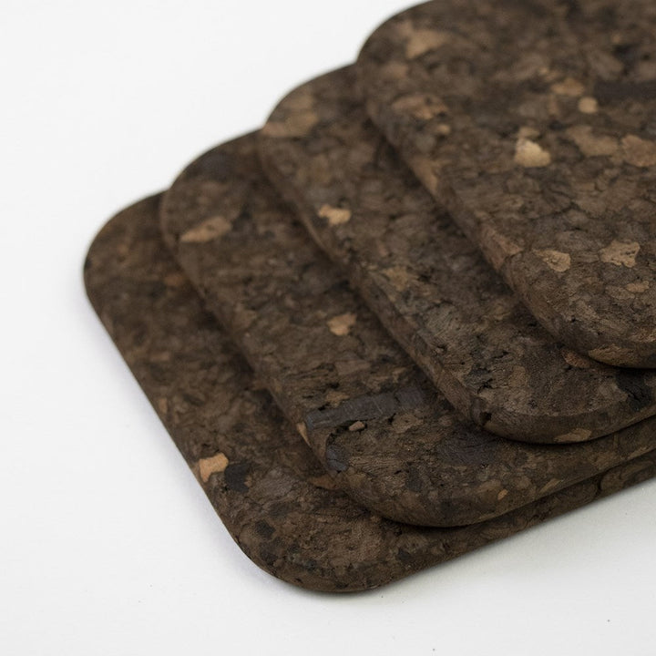 Set of 4 Smoked Cork Square Coasters