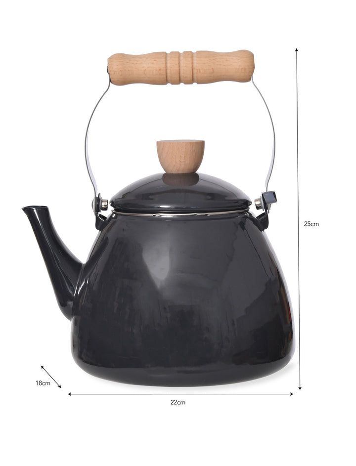 Enamel Stove Kettle in Carbon