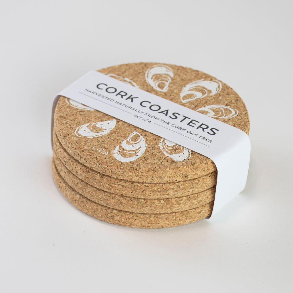 Liga - Cork Set Oyster Coasters - Set of 4