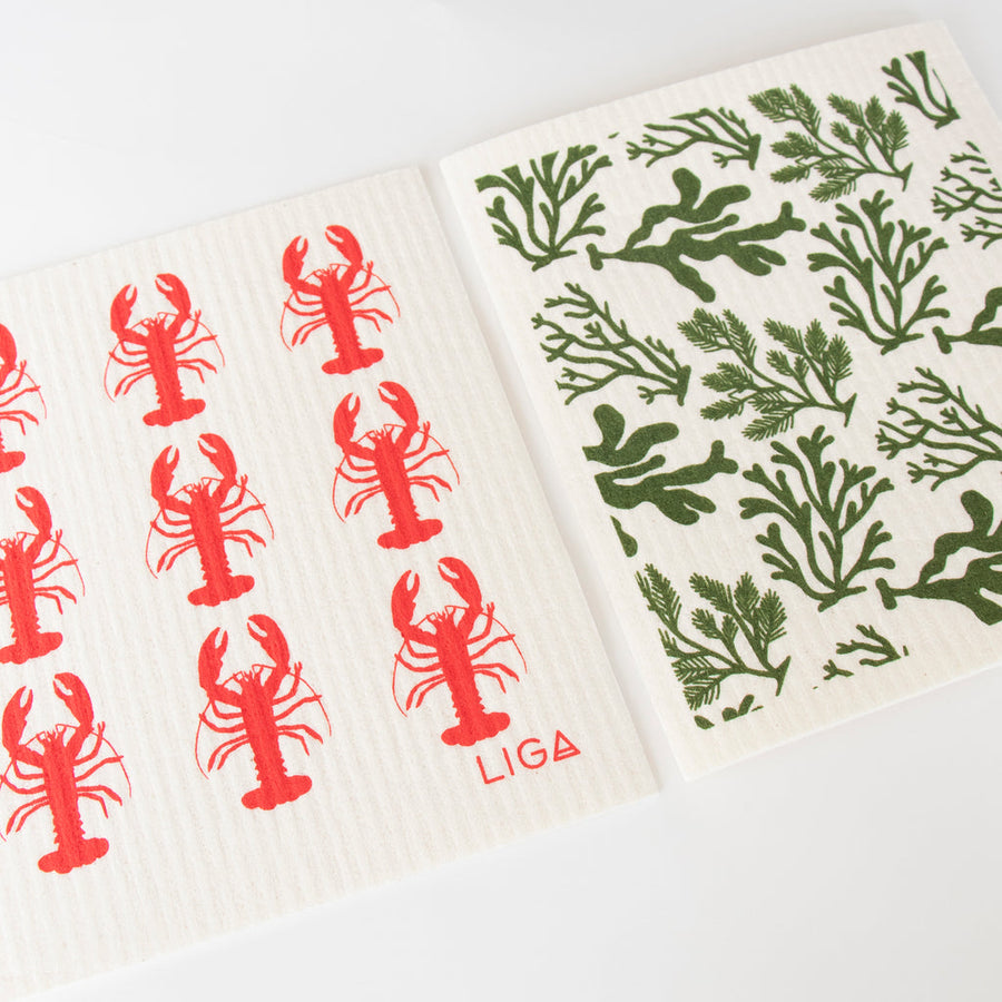 Eco Dishcloth Red Lobster & Seaweed