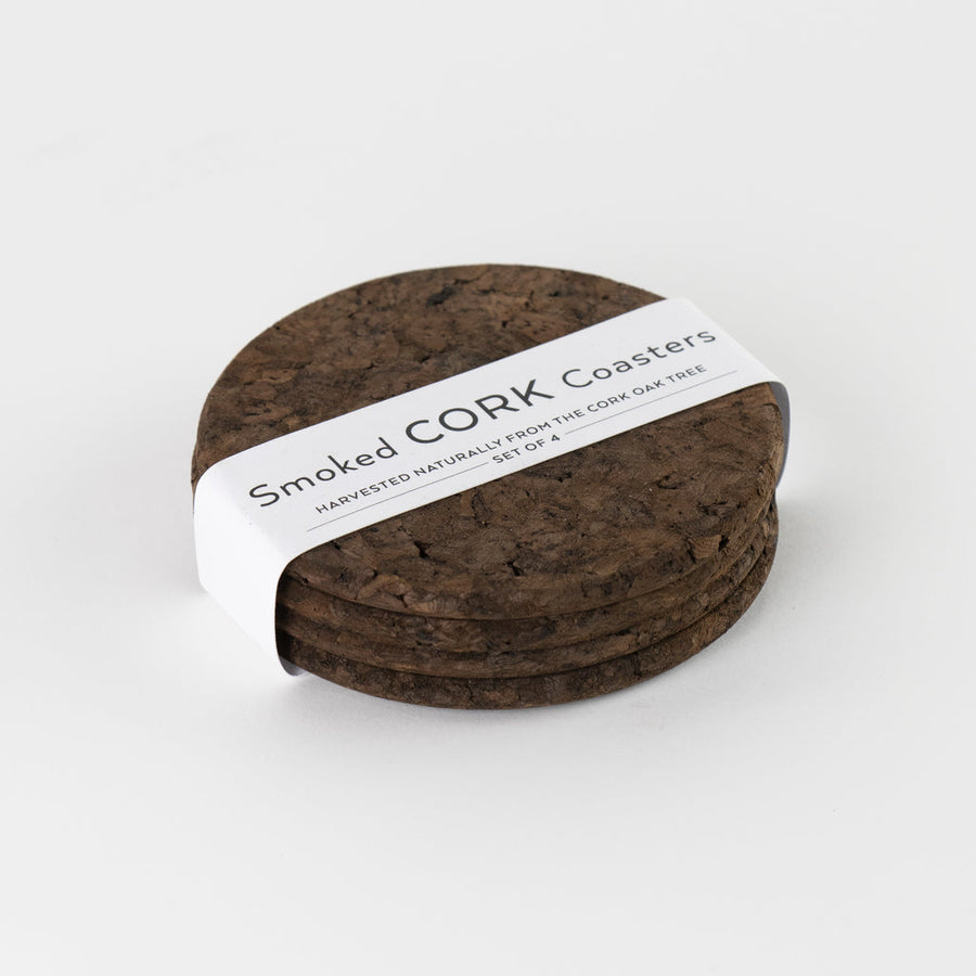 Set of 4 Smoked Cork Round Coasters